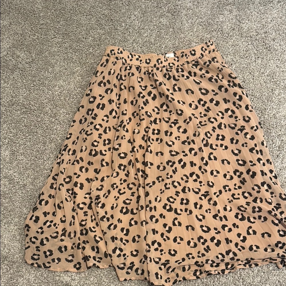 A New Day Tan Midi A-Line Skirt